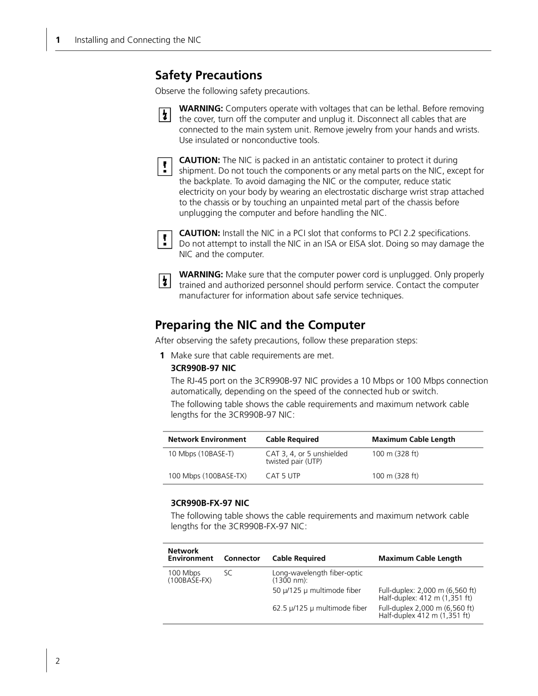 HP Embedded Firewall manual Safety Precautions, Preparing the NIC and the Computer 