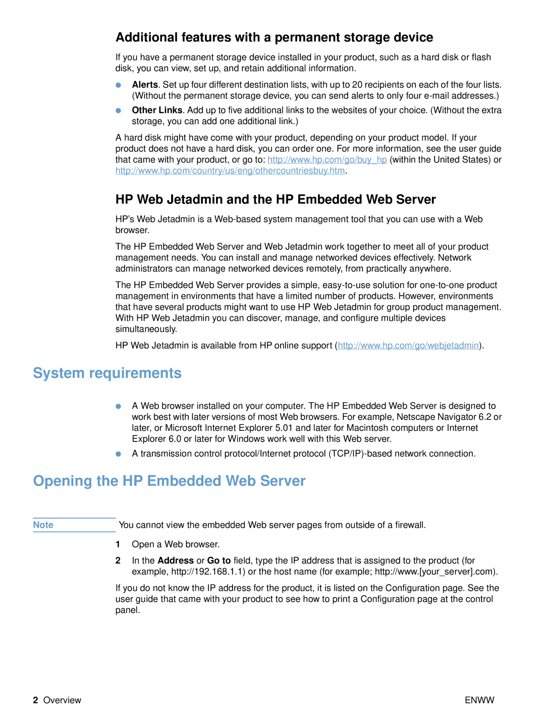 HP embedded web Server 3700, embedded web Server 4650 manual System requirements, Opening the HP Embedded Web Server 