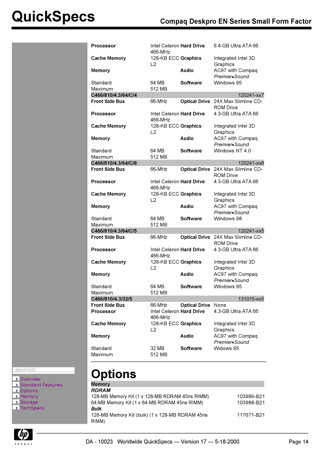 HP EN manual Options 