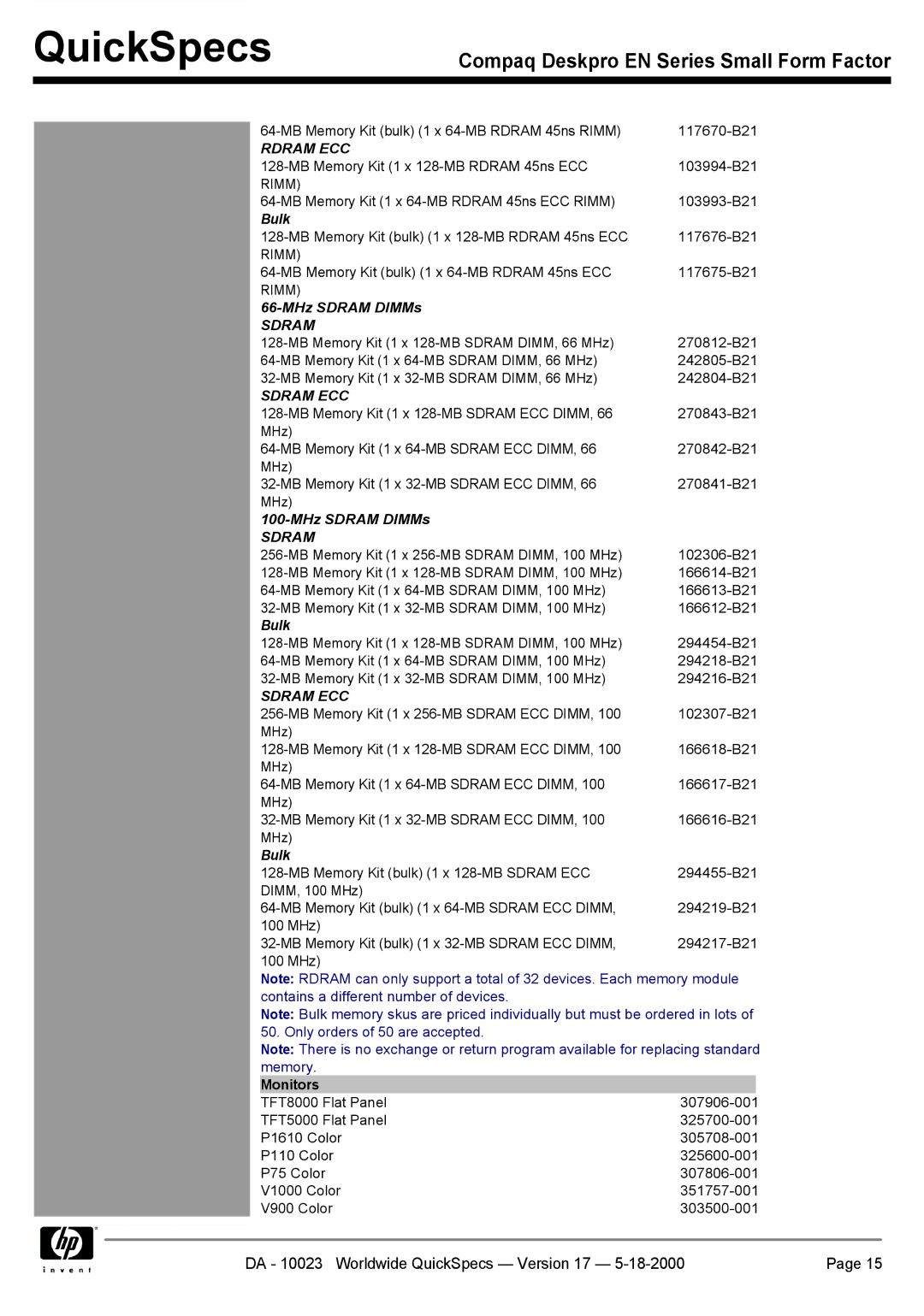 HP EN manual Rdram ECC, Monitors 