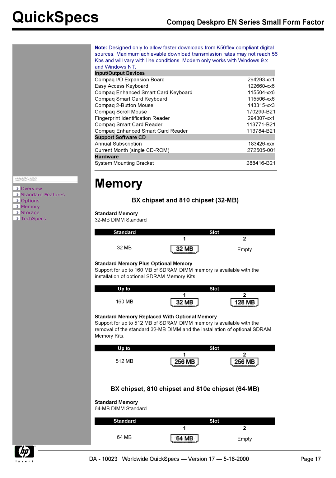 HP EN manual Memory 