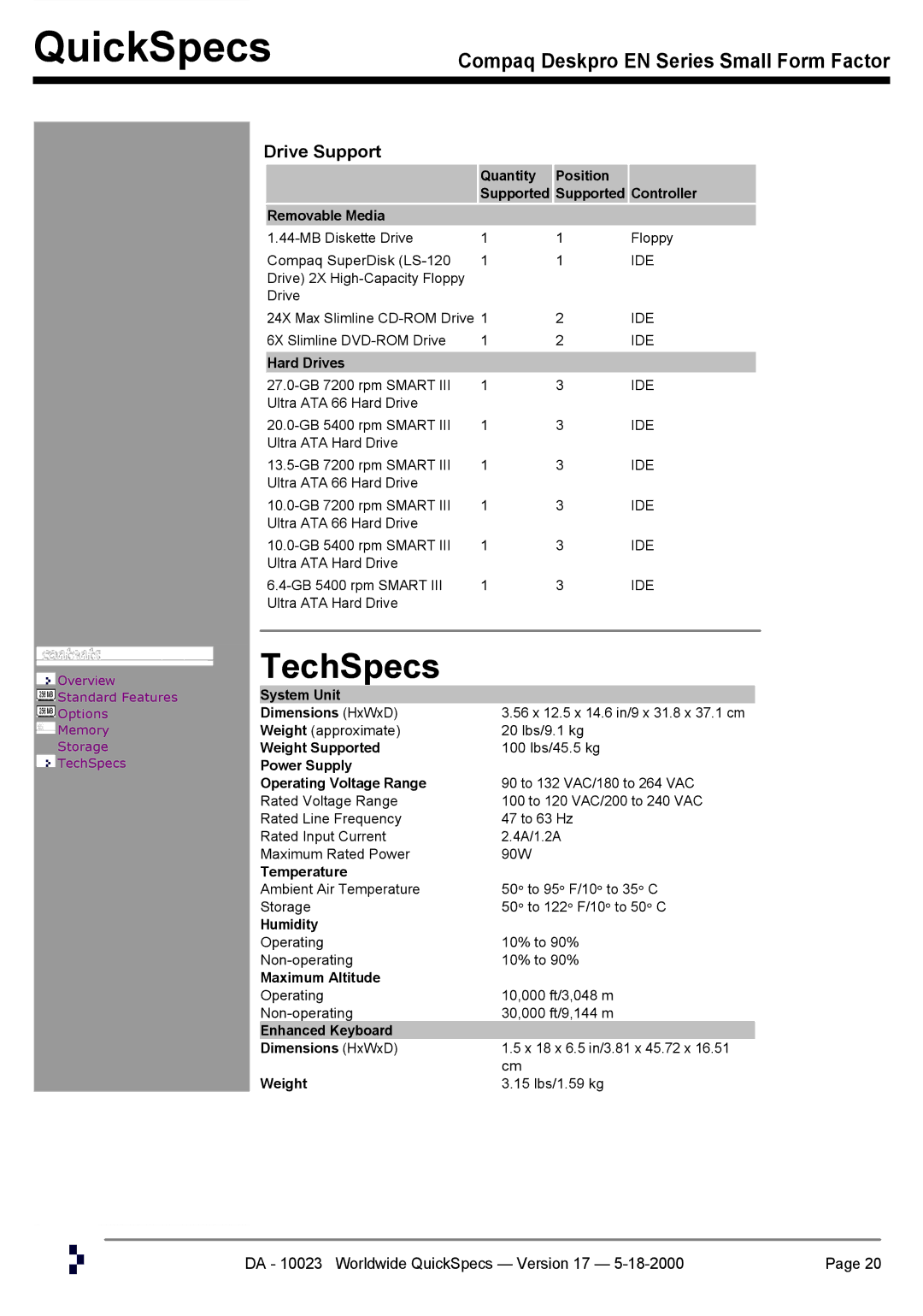 HP EN manual TechSpecs 