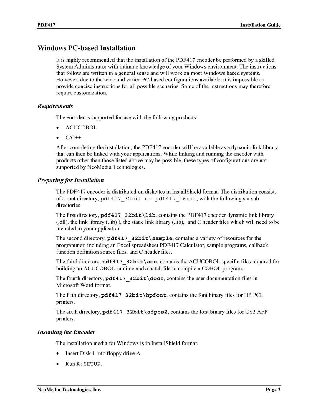 HP Encoder PDF417 manual Windows PC-based Installation, Preparing for Installation Installing the Encoder 