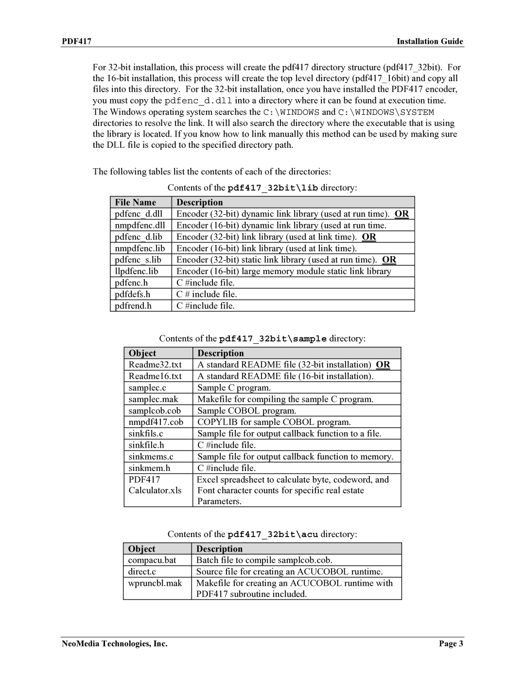 HP Encoder PDF417 manual File Name Description 