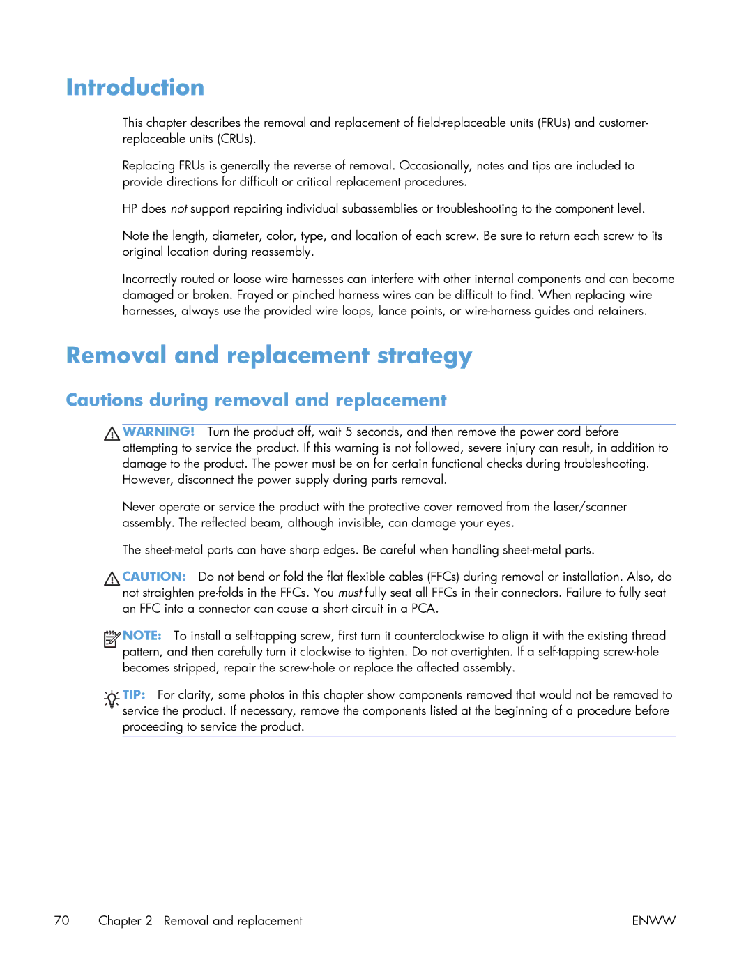 HP Enterprise 500 manual Introduction, Removal and replacement strategy 