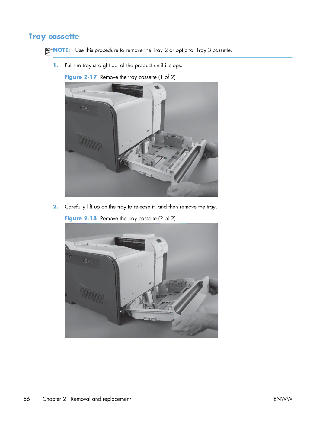 HP Enterprise 500 manual Tray cassette 