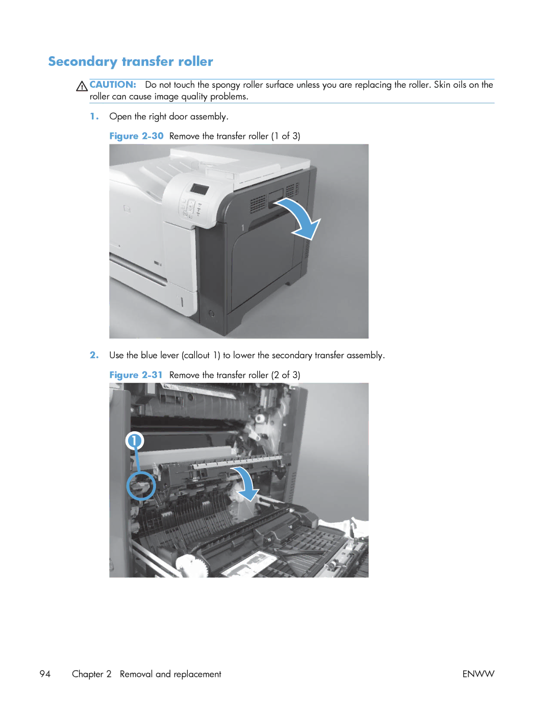 HP Enterprise 500 manual Secondary transfer roller 