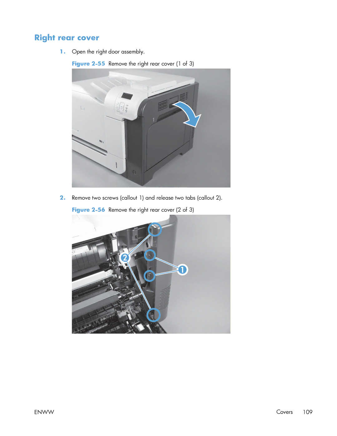 HP Enterprise 500 manual Right rear cover 