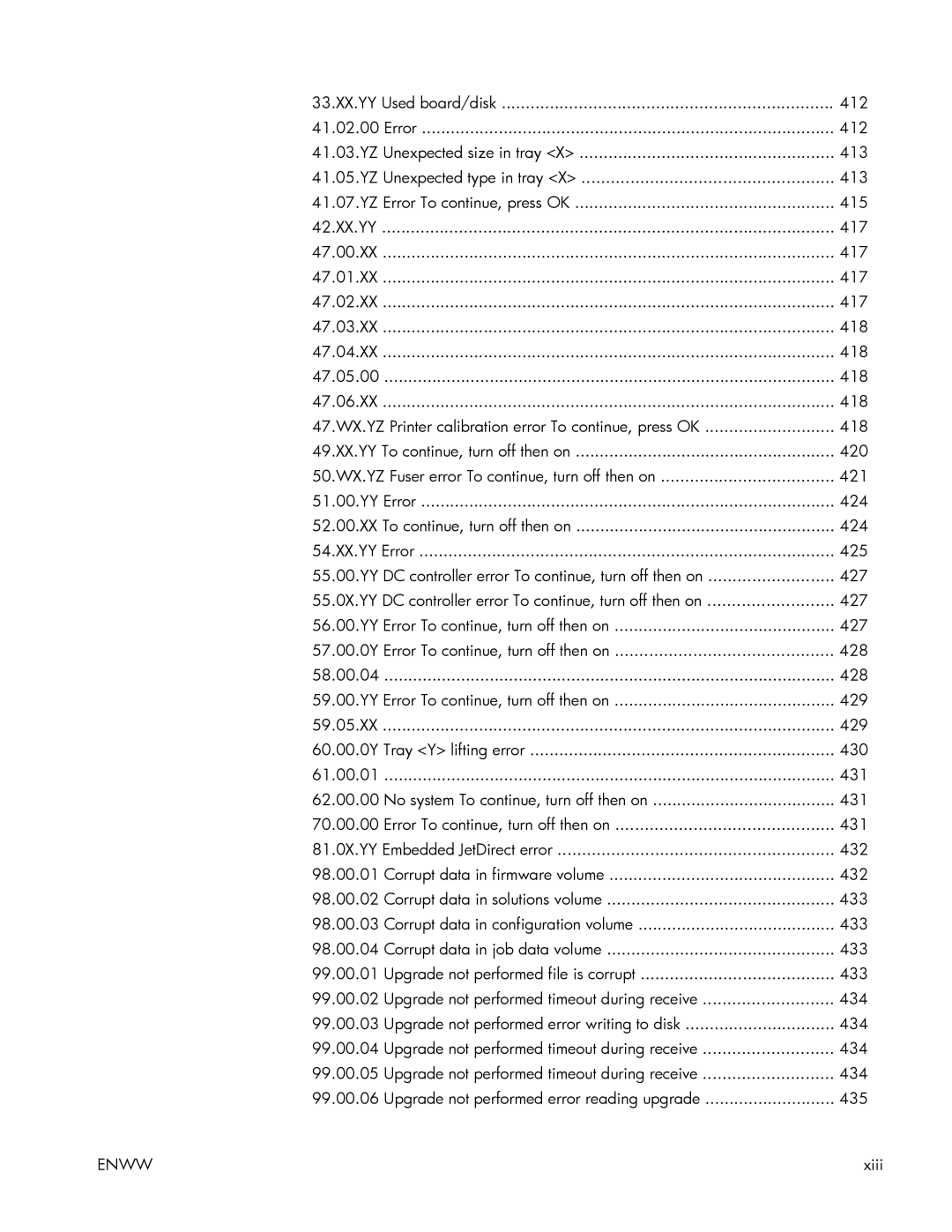 HP Enterprise 500 manual Xiii 