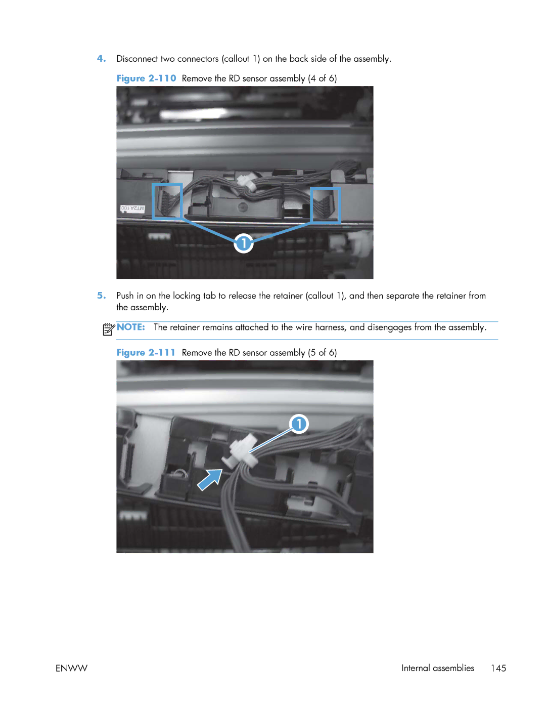 HP Enterprise 500 manual 111Remove the RD sensor assembly 5 