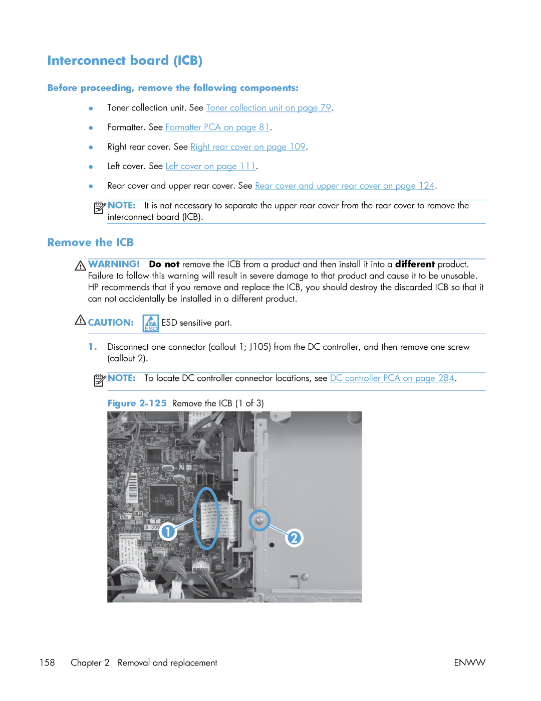 HP Enterprise 500 manual Interconnect board ICB, Remove the ICB 