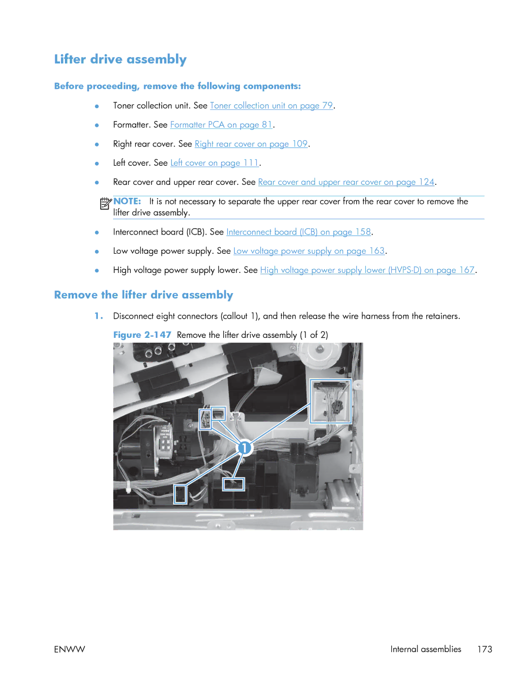 HP Enterprise 500 manual Lifter drive assembly, Remove the lifter drive assembly 