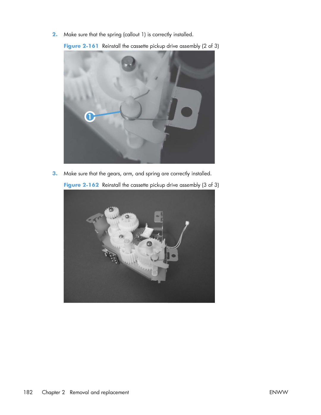 HP Enterprise 500 manual Make sure that the spring callout 1 is correctly installed 