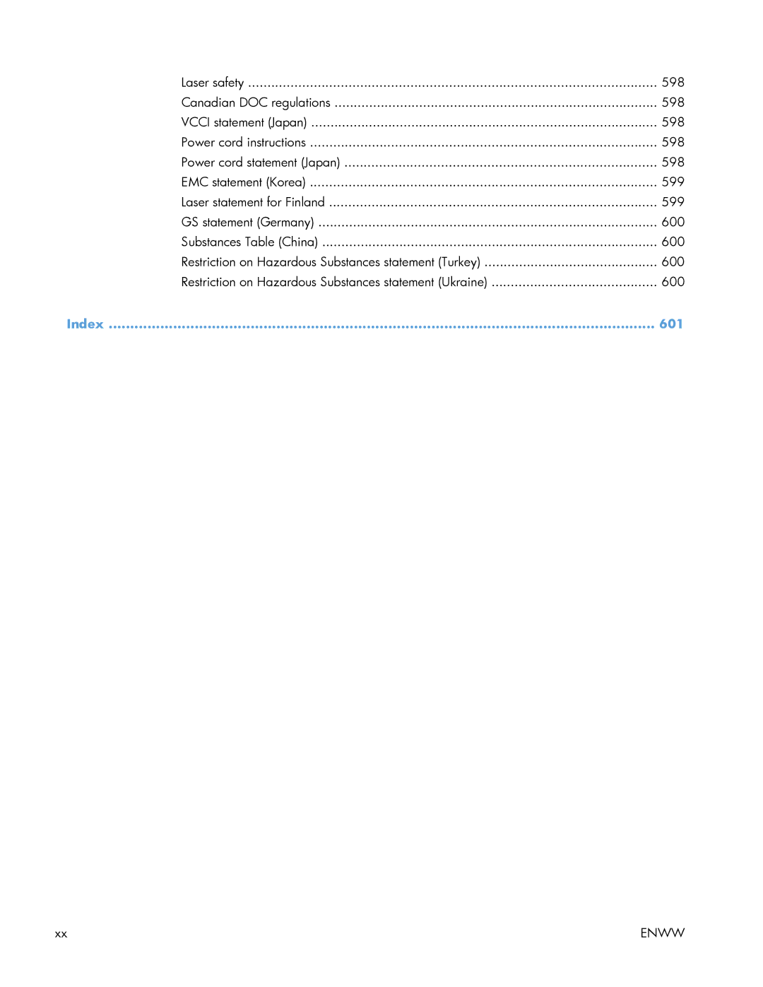 HP Enterprise 500 manual Index 601 