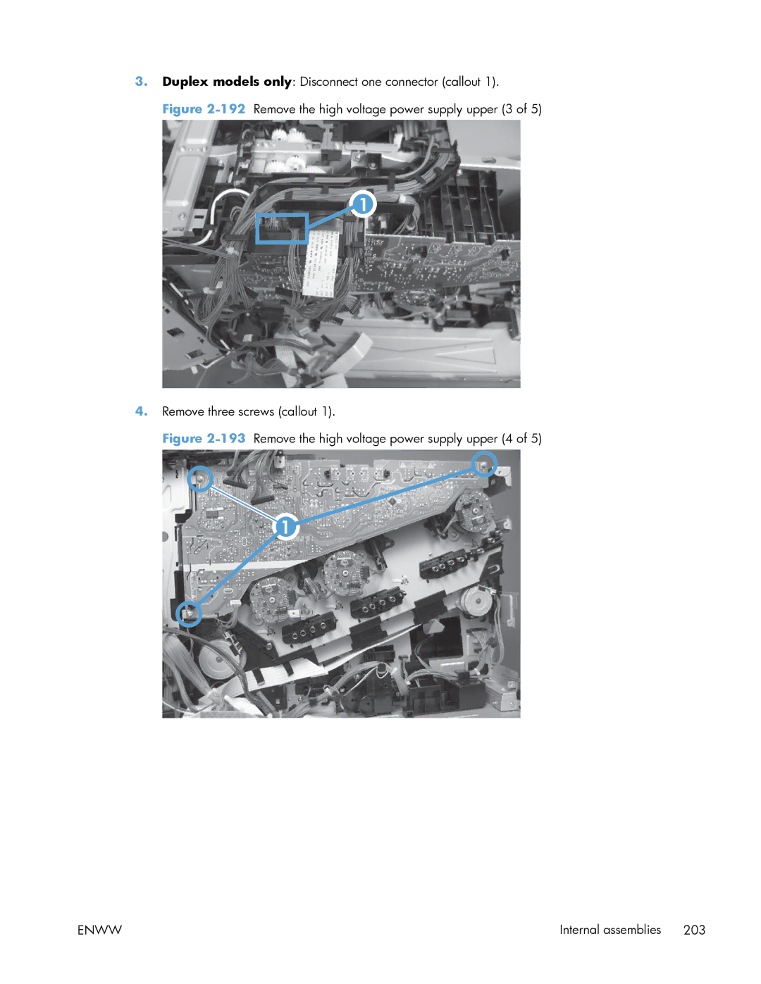 HP Enterprise 500 manual 193Remove the high voltage power supply upper 4 