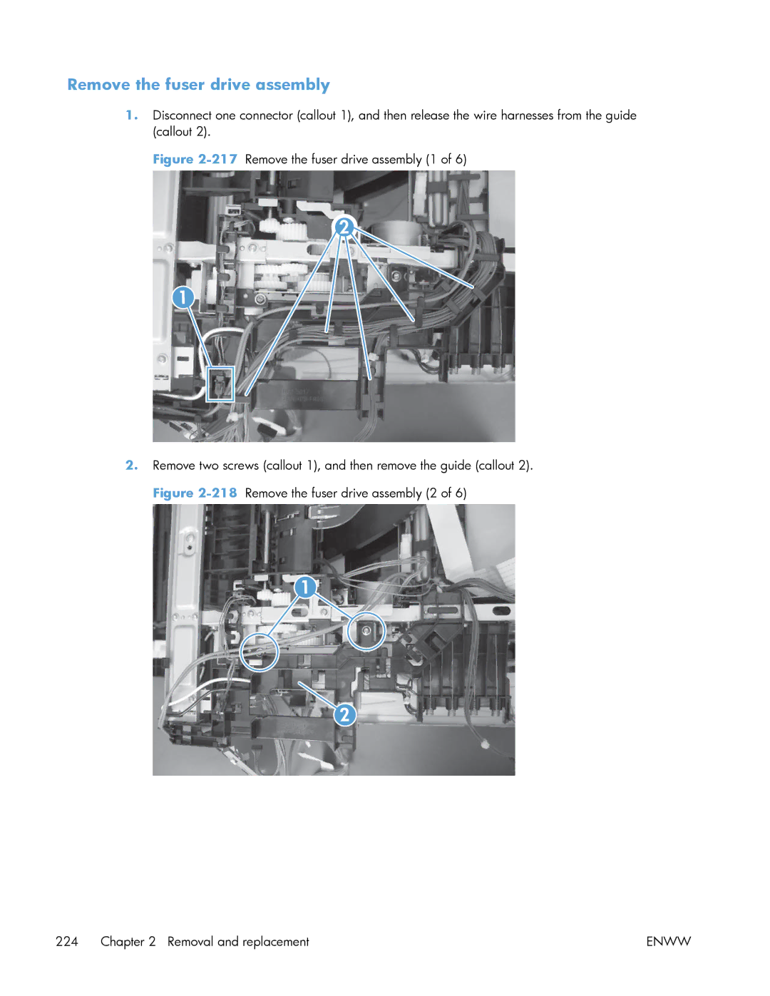 HP Enterprise 500 manual Remove the fuser drive assembly 