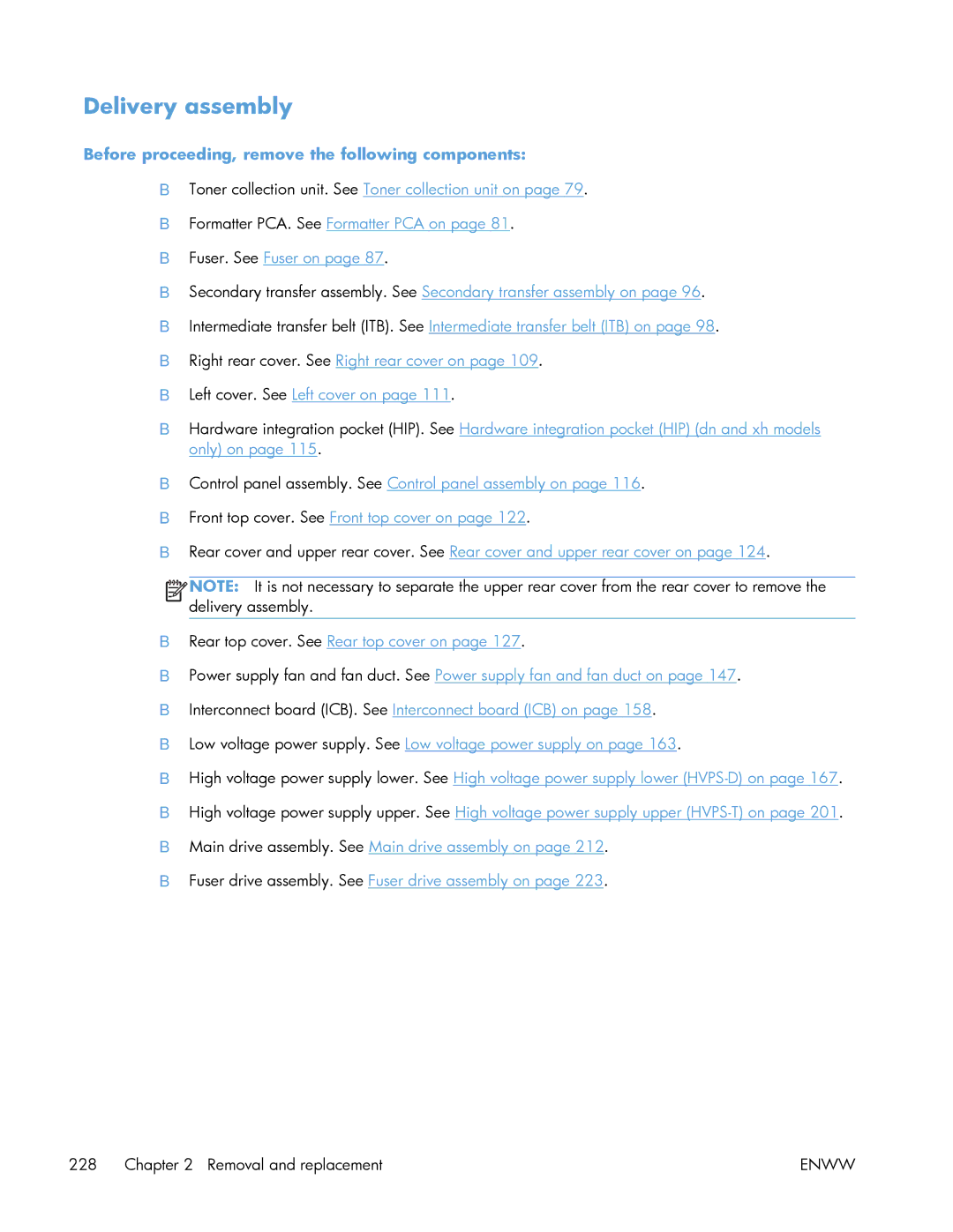 HP Enterprise 500 manual Delivery assembly, Before proceeding, remove the following components 