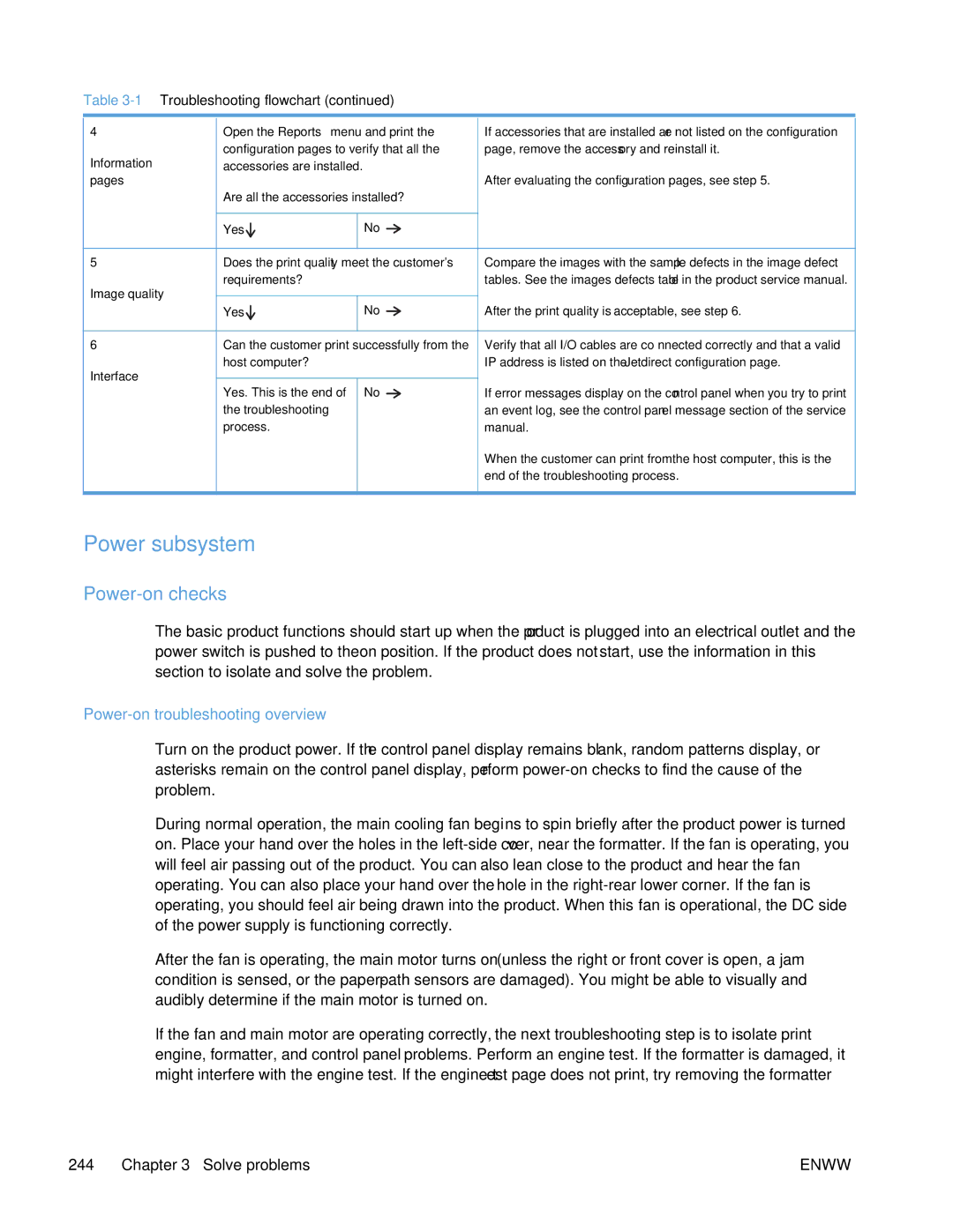 HP Enterprise 500 manual Power subsystem, Power-on checks, Power-on troubleshooting overview 