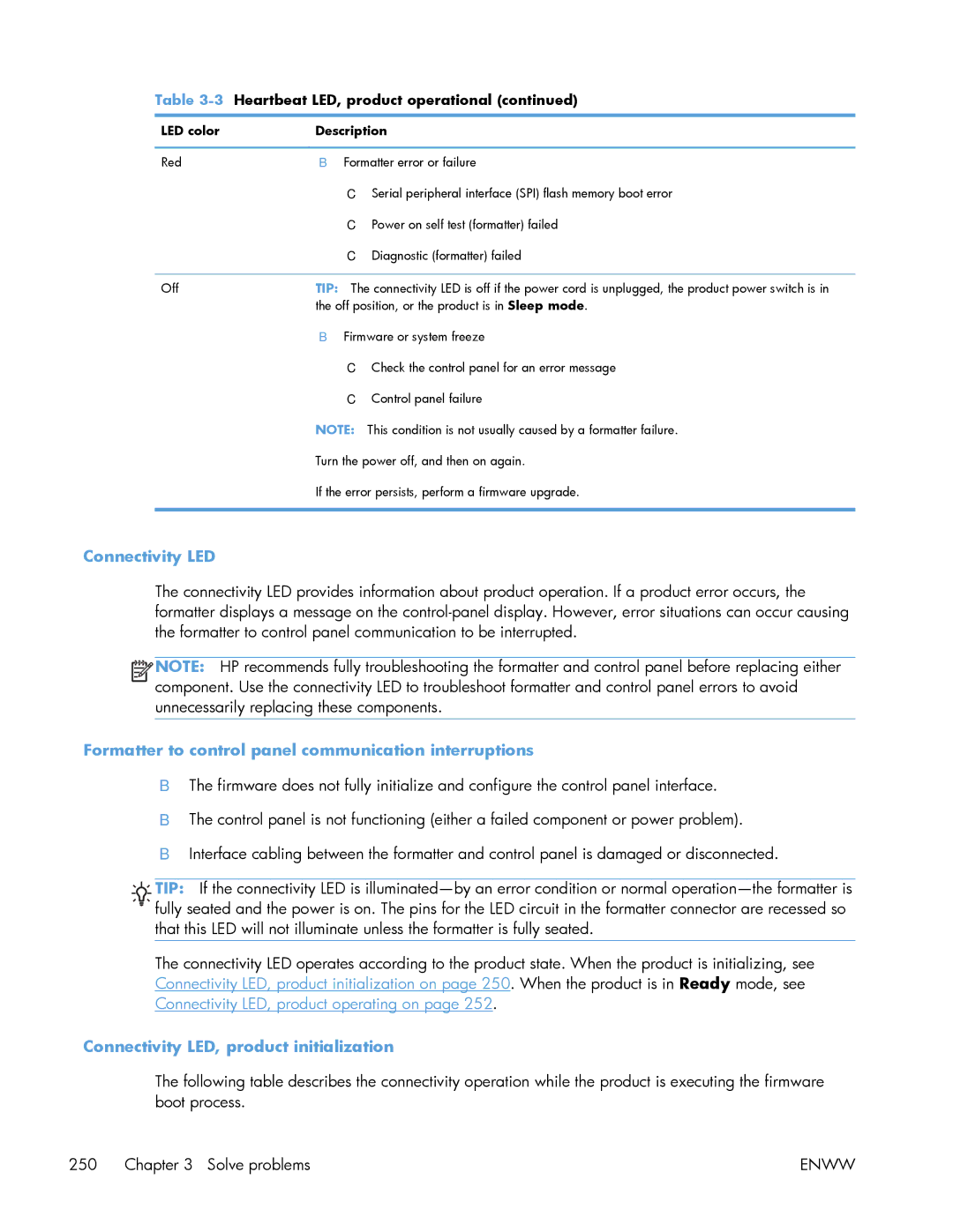 HP Enterprise 500 manual Connectivity LED, product initialization 