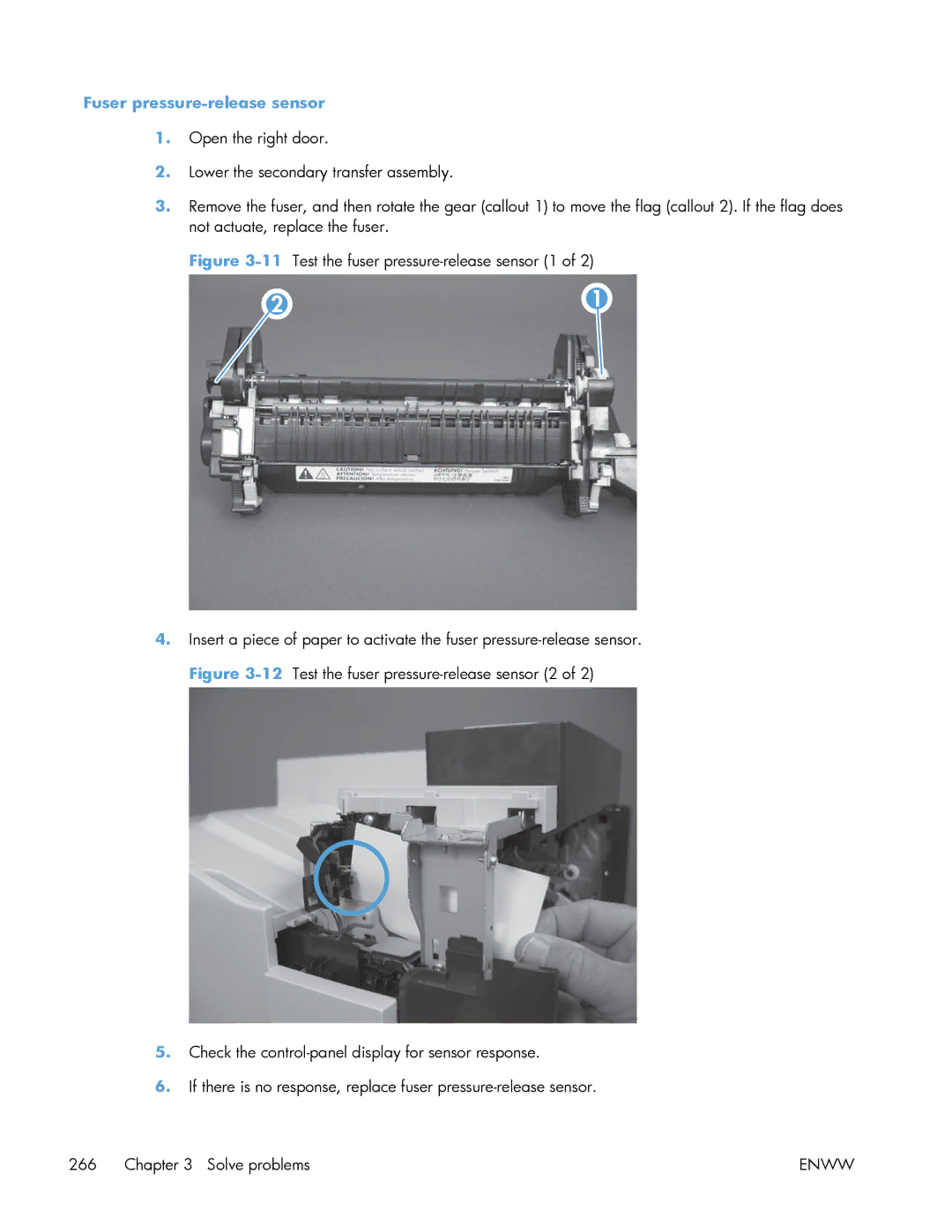 HP Enterprise 500 manual Fuser pressure-release sensor 