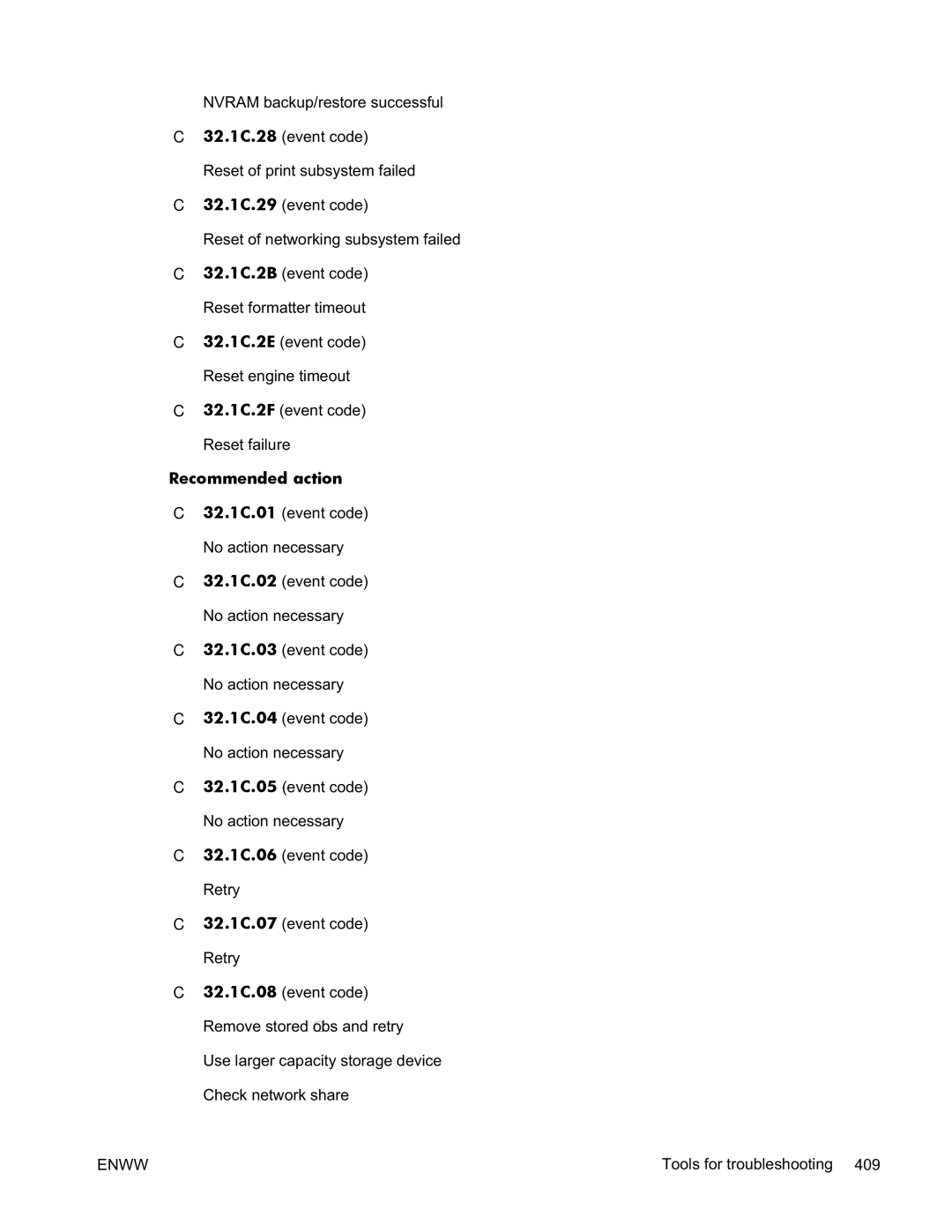 HP Enterprise 500 manual Recommended action 