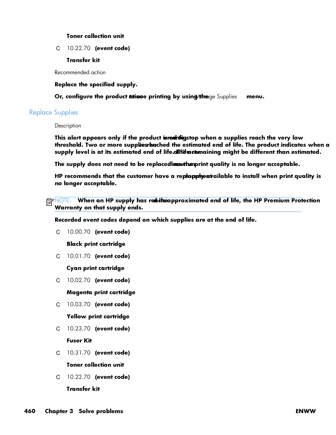 HP Enterprise 500 manual Replace Supplies 