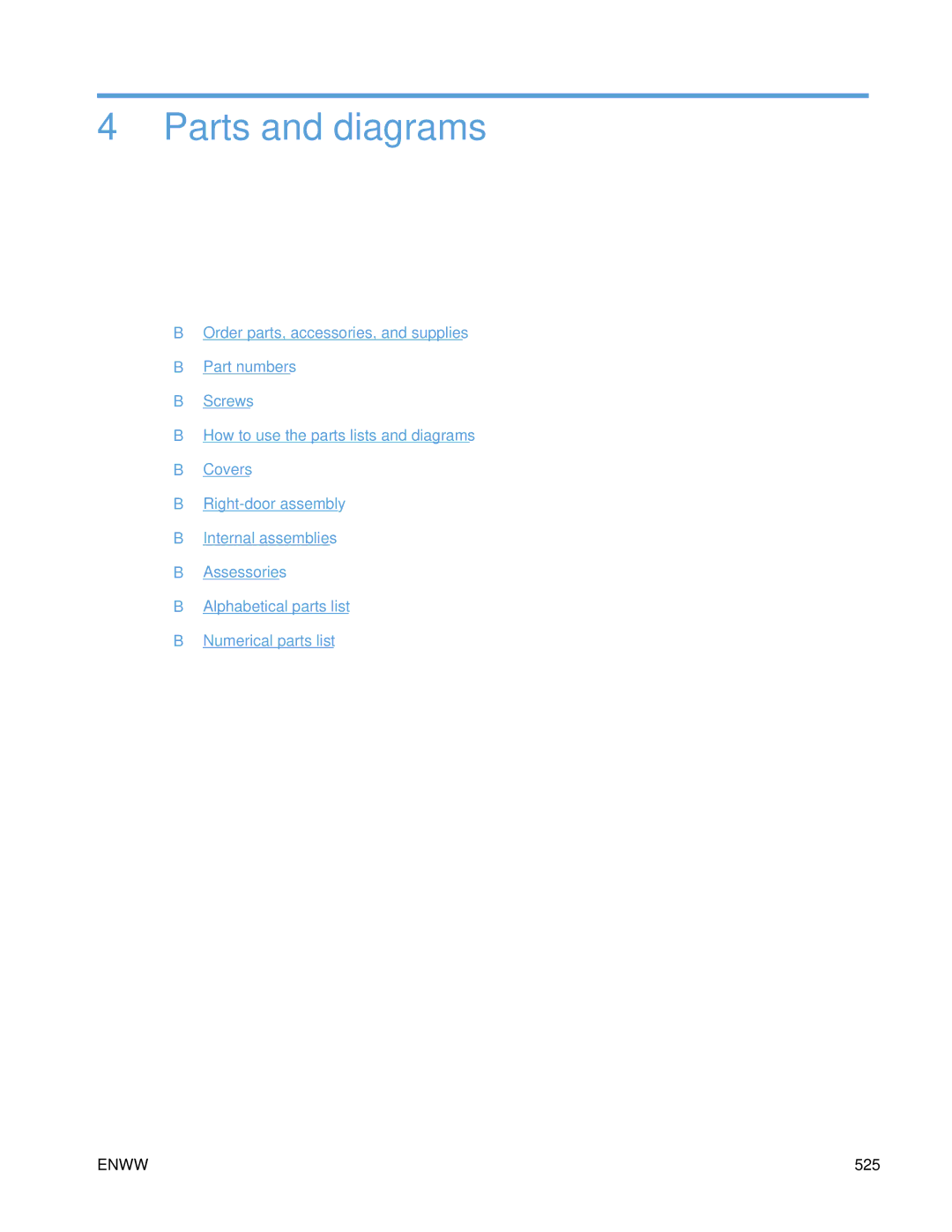 HP Enterprise 500 manual Parts and diagrams 