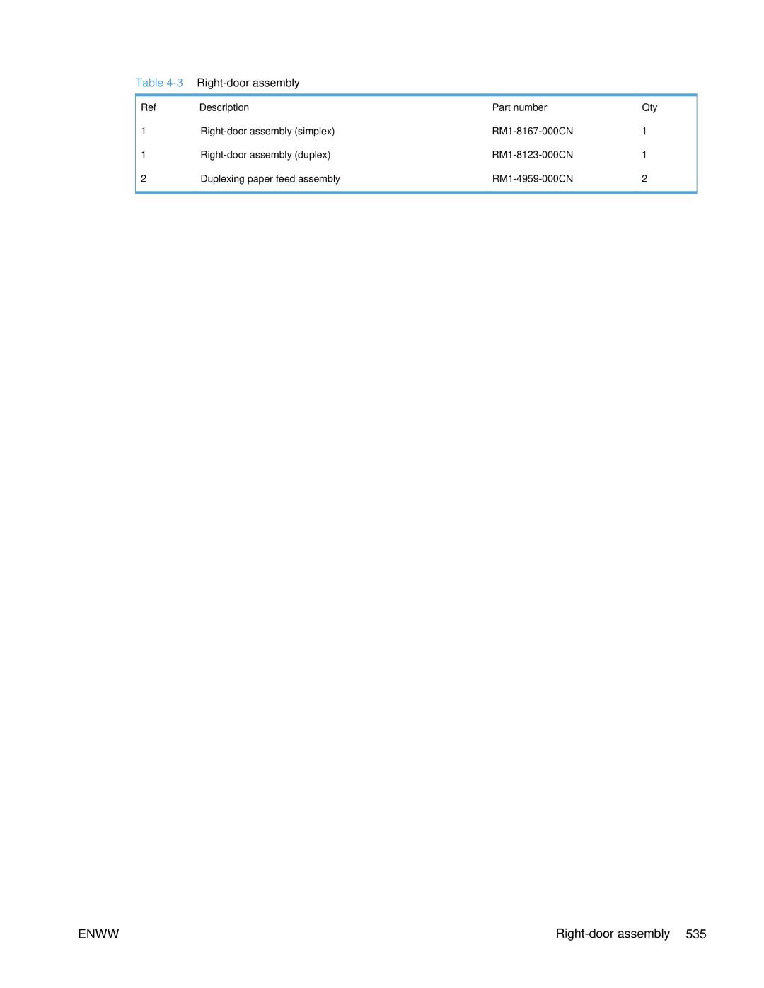 HP Enterprise 500 manual Right-door assembly 