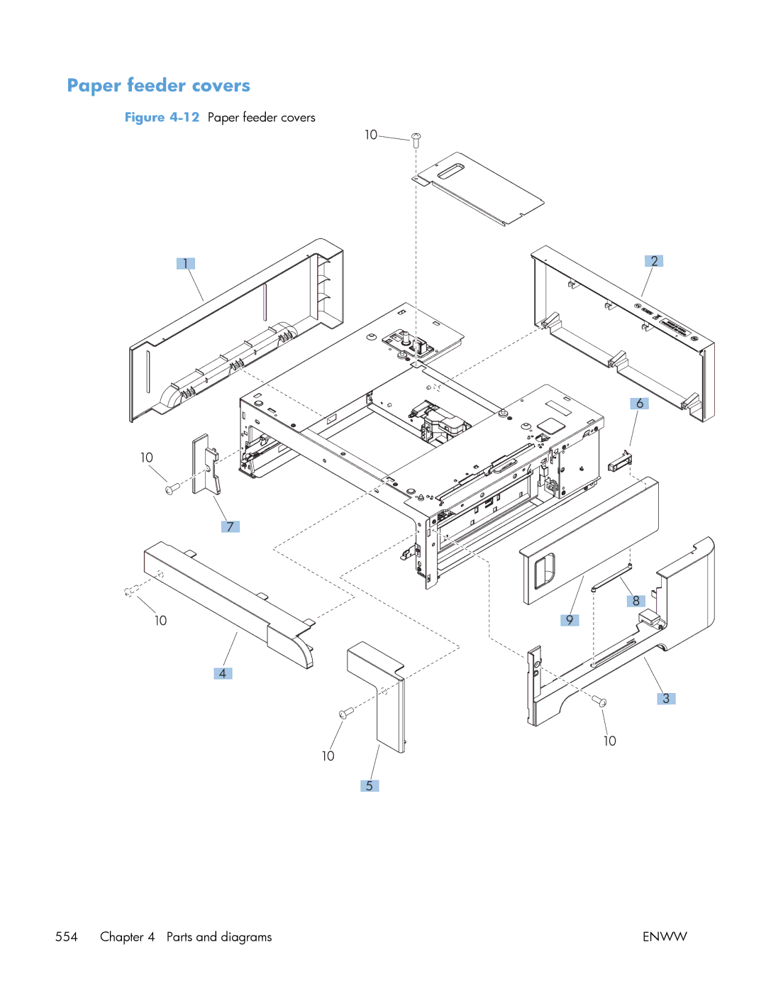 HP Enterprise 500 manual 12Paper feeder covers Parts and diagrams 