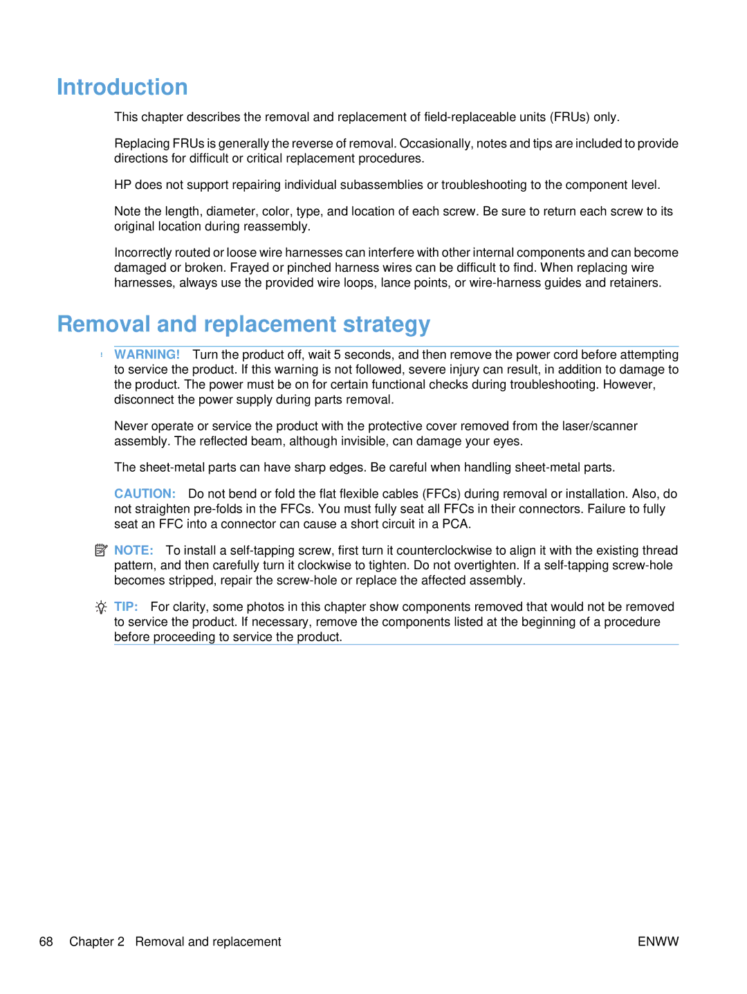 HP Enterprise CC490A manual Introduction, Removal and replacement strategy 