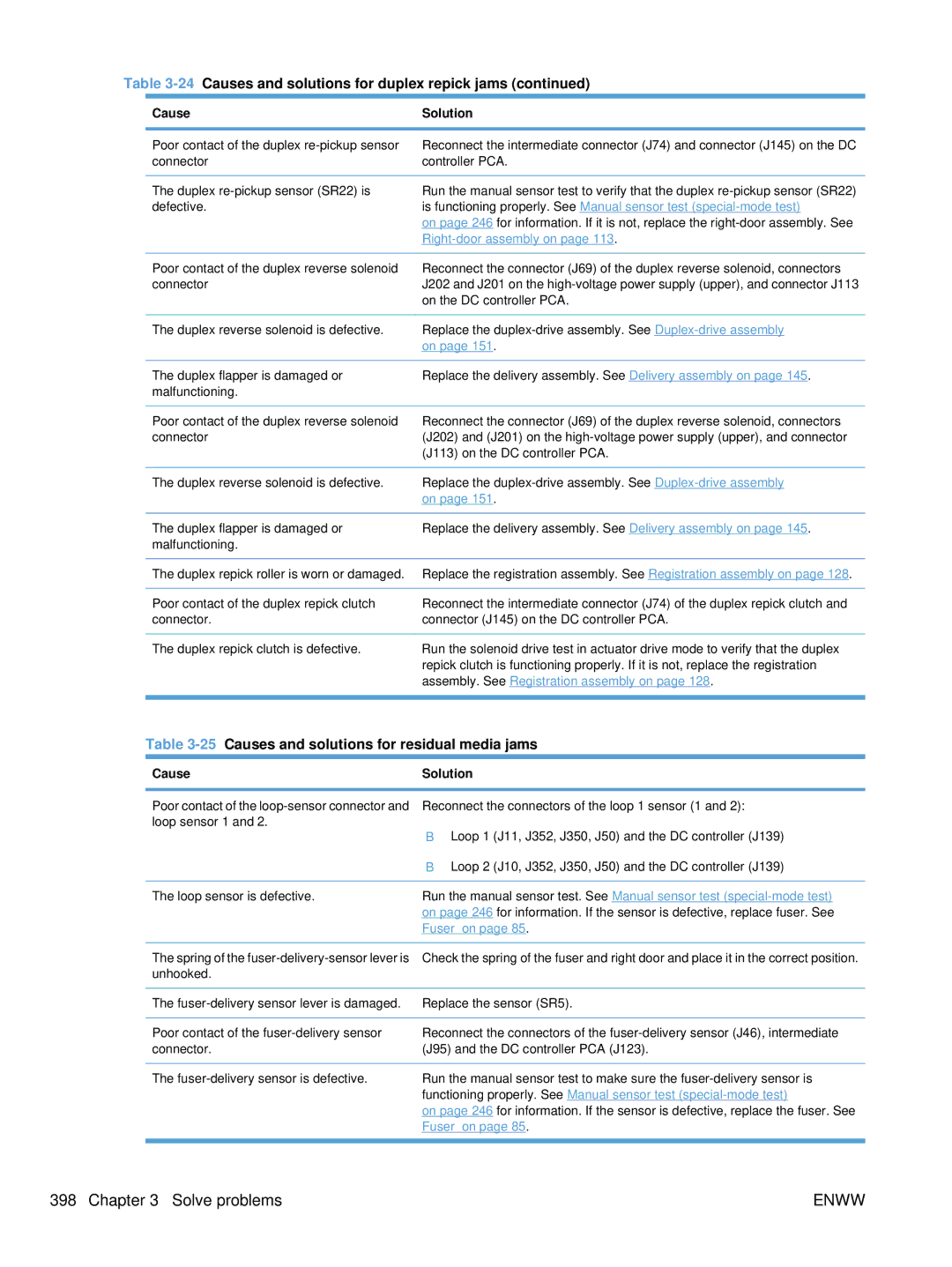 HP Enterprise CC490A manual 25Causes and solutions for residual media jams, Right-door assembly on 