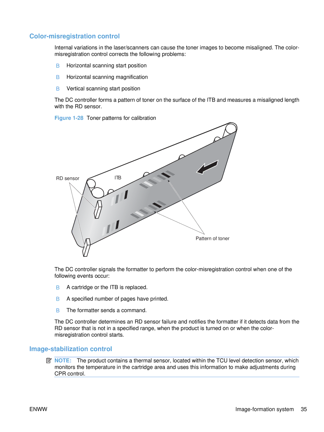 HP Enterprise CC490A manual Color-misregistration control, Image-stabilization control 