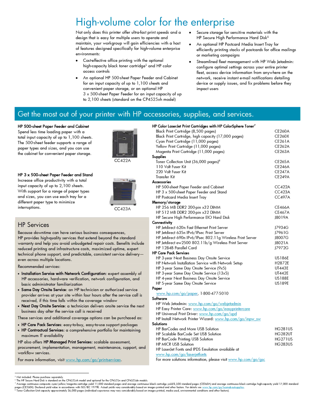 HP Enterprise CP4525XH, Enterprise CP4525N, Enterprise CP4525DN manual High-volume color for the enterprise 