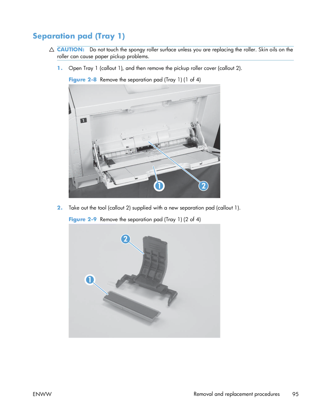 HP Enterprise CP5525 manual Separation pad Tray 