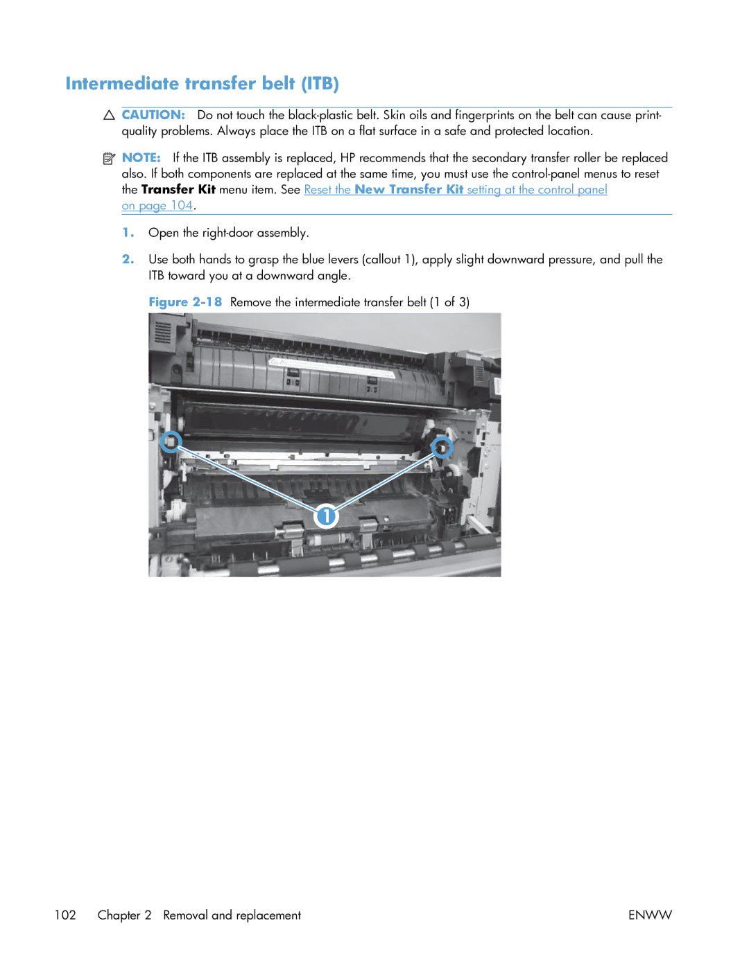 HP Enterprise CP5525 manual Intermediate transfer belt ITB 