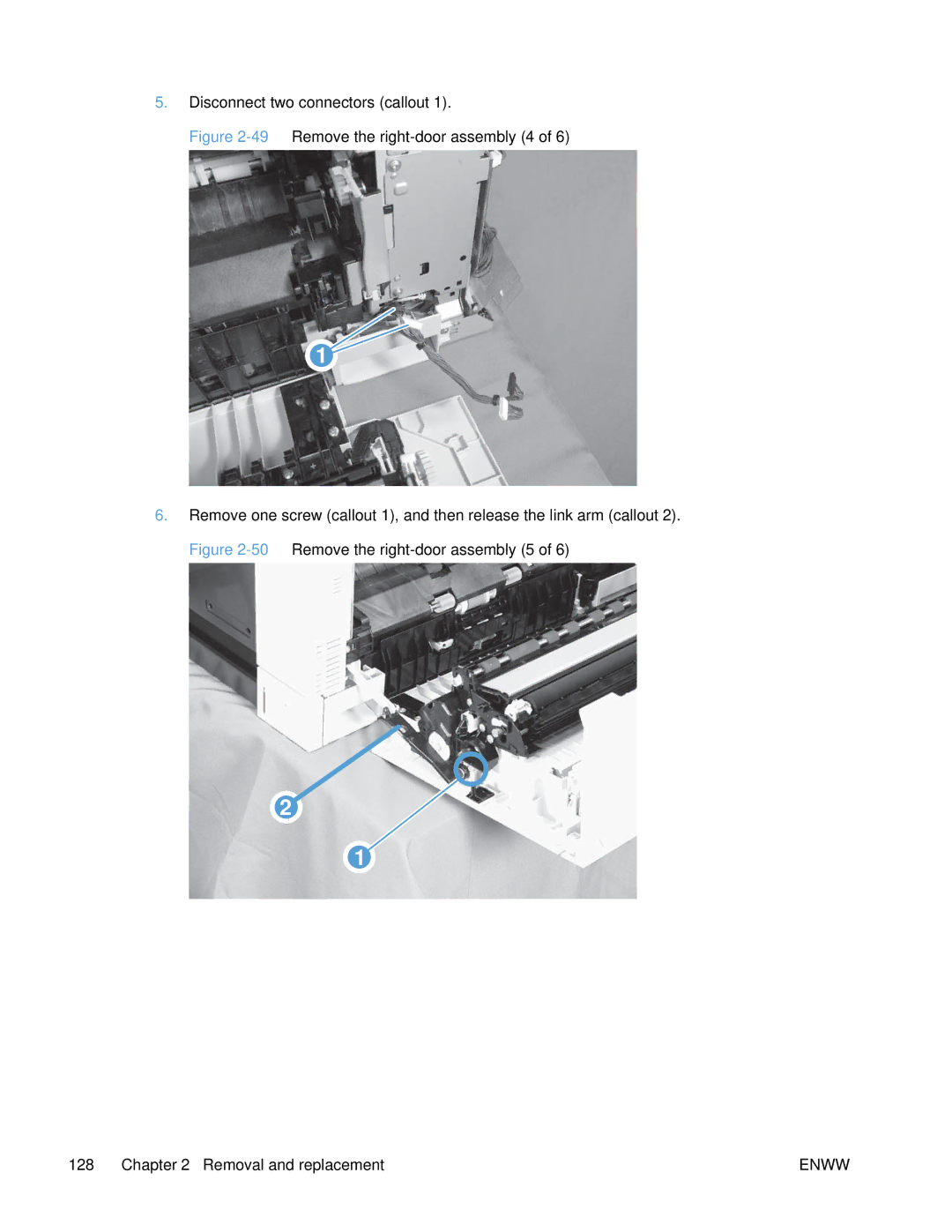 HP Enterprise CP5525 manual Disconnect two connectors callout 