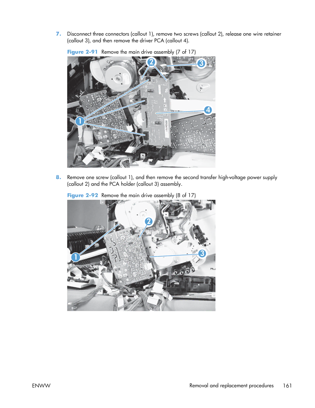 HP Enterprise CP5525 manual 92Remove the main drive assembly 8 