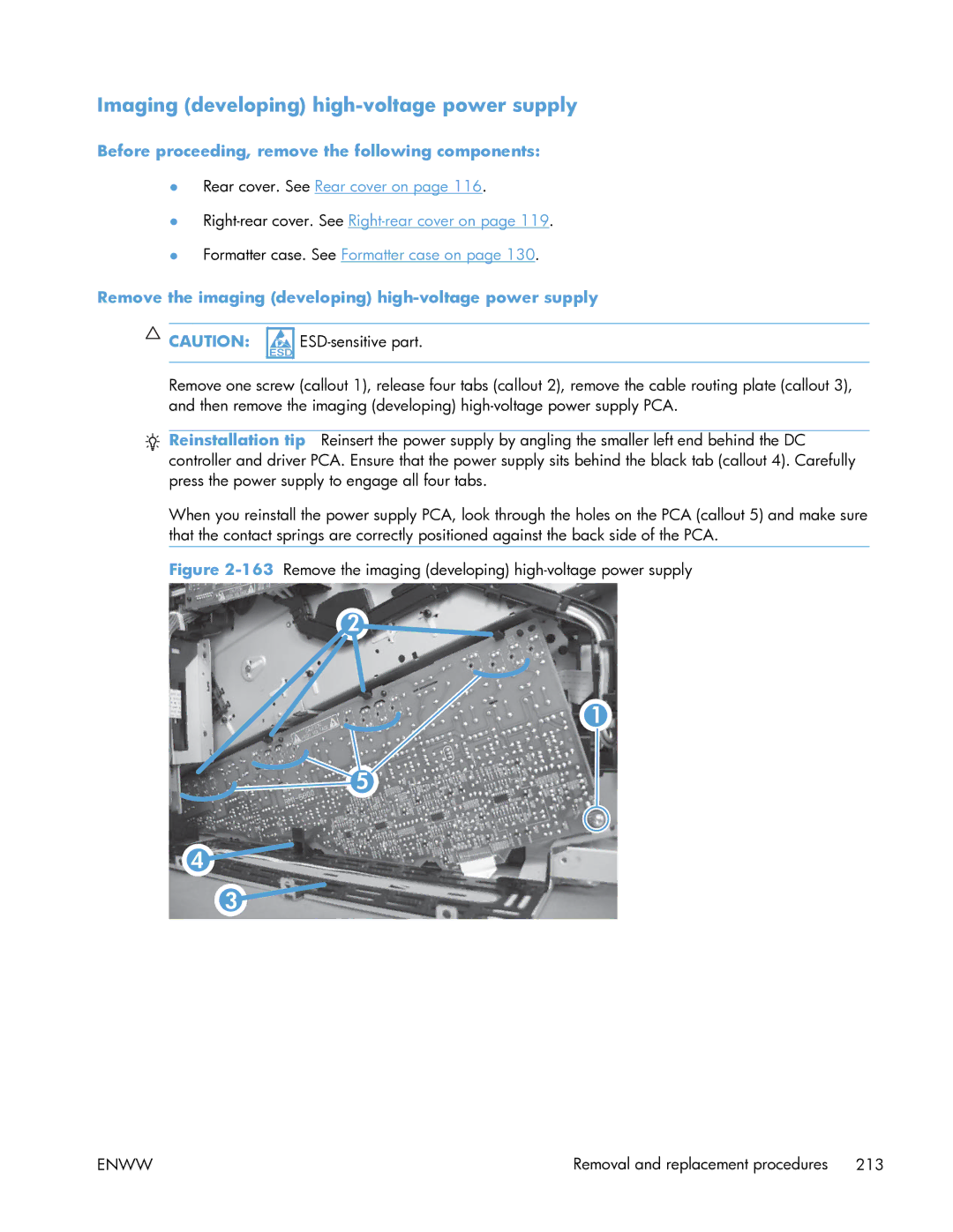 HP Enterprise CP5525 Imaging developing high-voltage power supply, Remove the imaging developing high-voltage power supply 