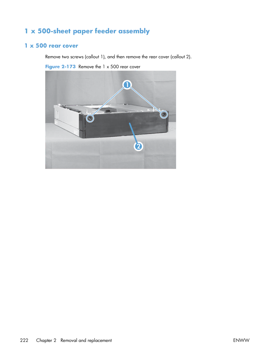 HP Enterprise CP5525 manual sheet paper feeder assembly, rear cover 