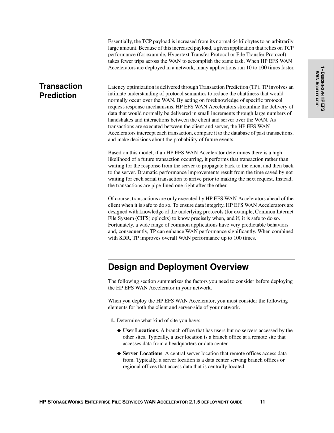 HP Enterprise File Services WAN Accelerator manual Design and Deployment Overview, Transaction Prediction 