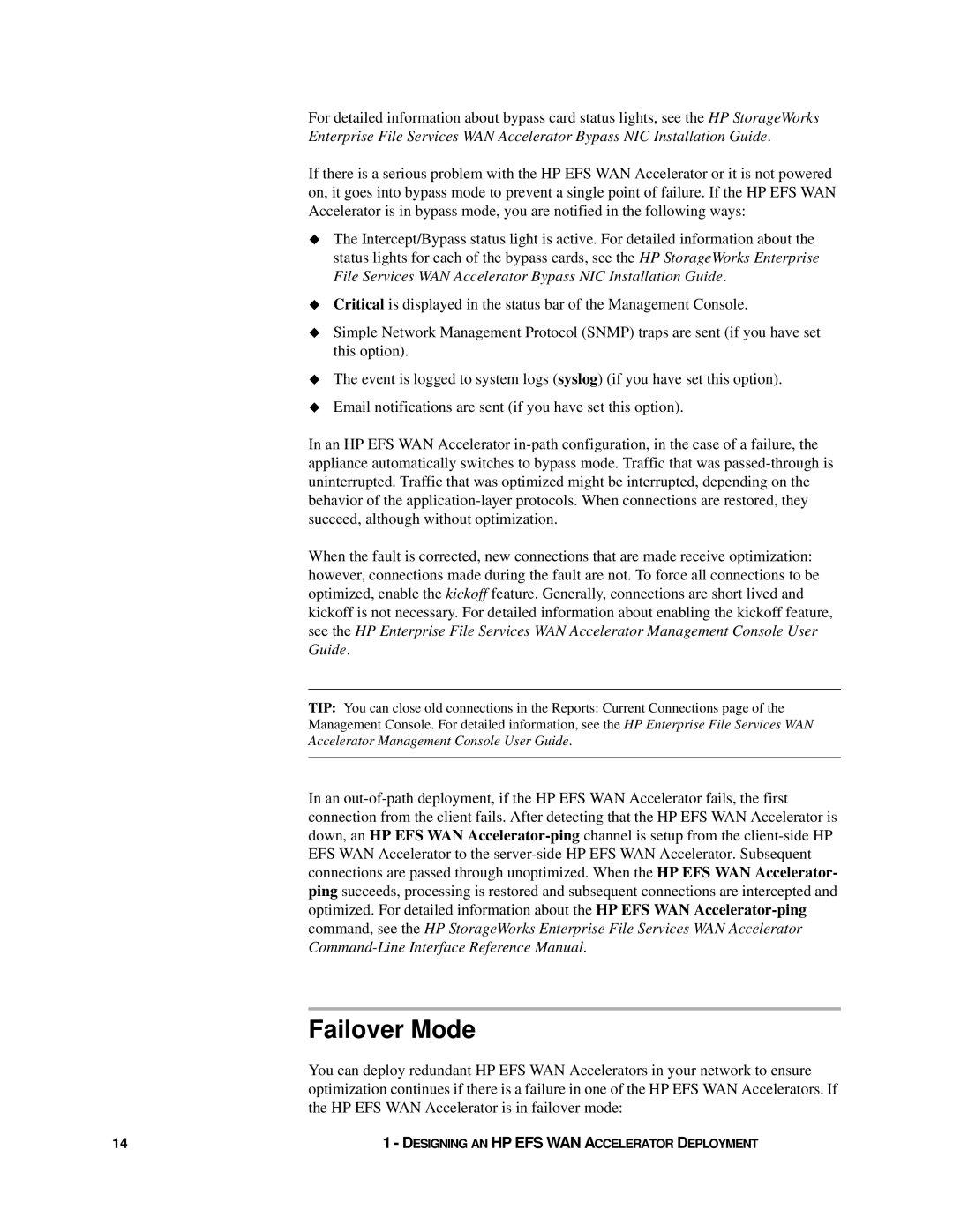 HP Enterprise File Services WAN Accelerator manual Failover Mode 