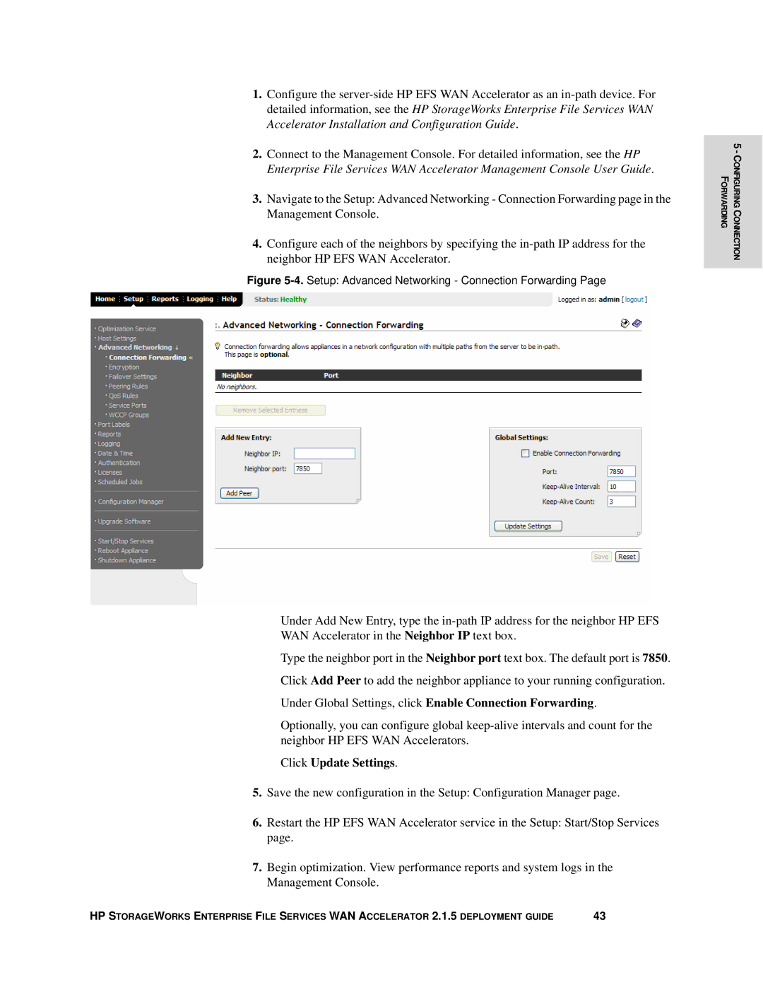 HP Enterprise File Services WAN Accelerator manual ‹ Click Update Settings 