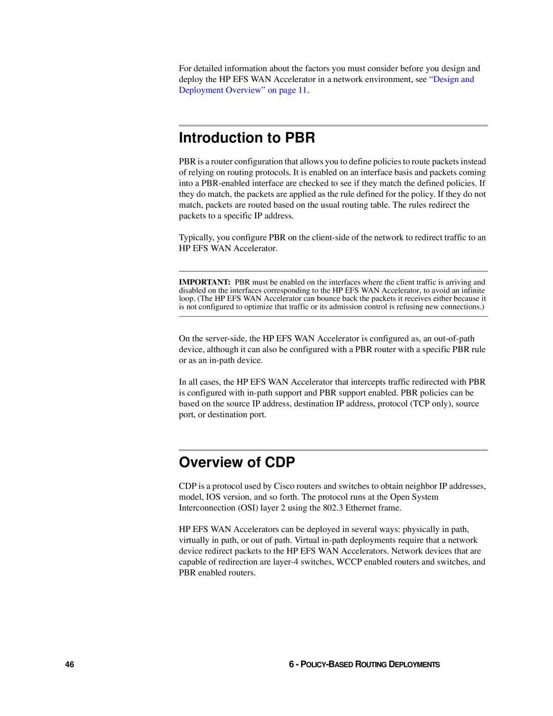 HP Enterprise File Services WAN Accelerator manual Introduction to PBR, Overview of CDP 