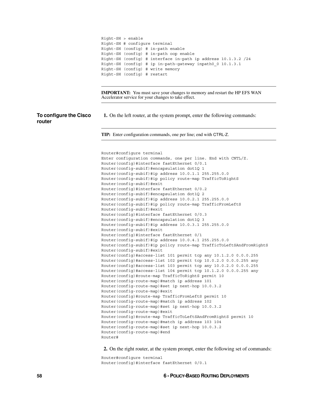 HP Enterprise File Services WAN Accelerator manual POLICY-BASED Routing Deployments 