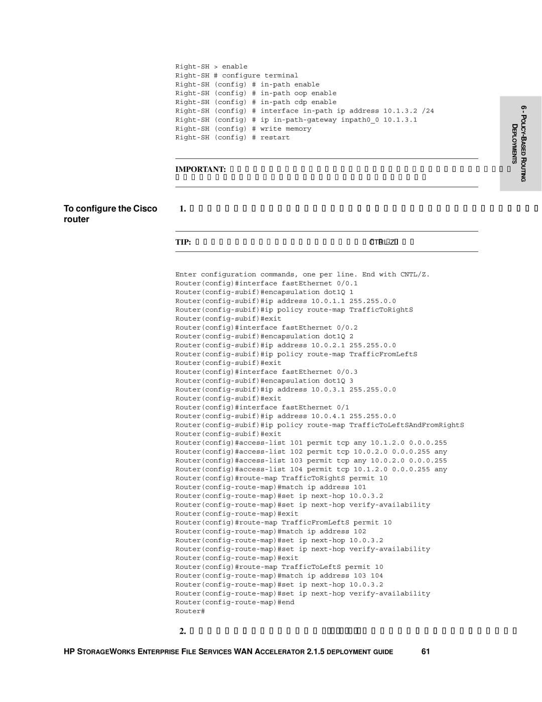 HP Enterprise File Services WAN Accelerator manual POLICY-BASED Routing Deployments 