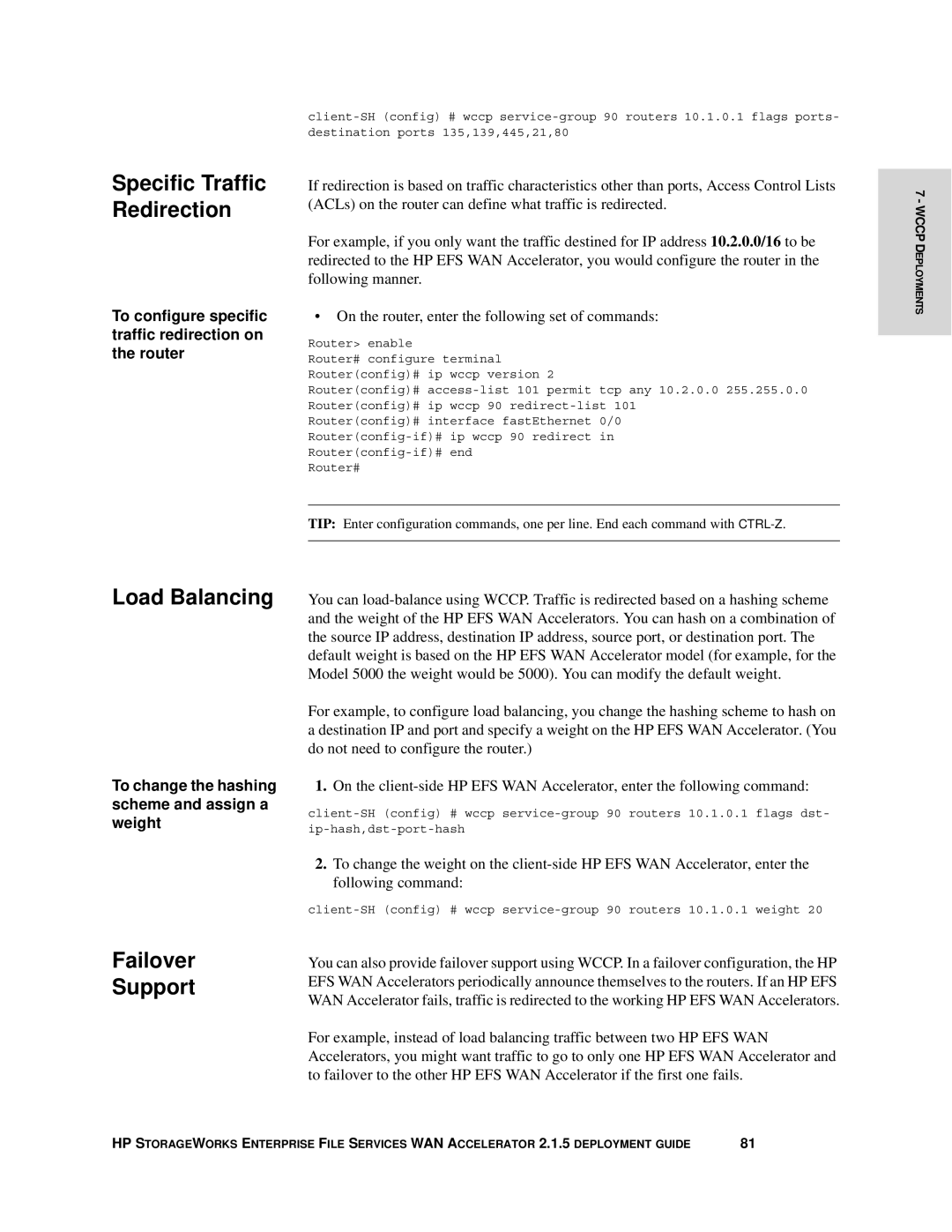 HP Enterprise File Services WAN Accelerator manual Load Balancing, Failover Support 