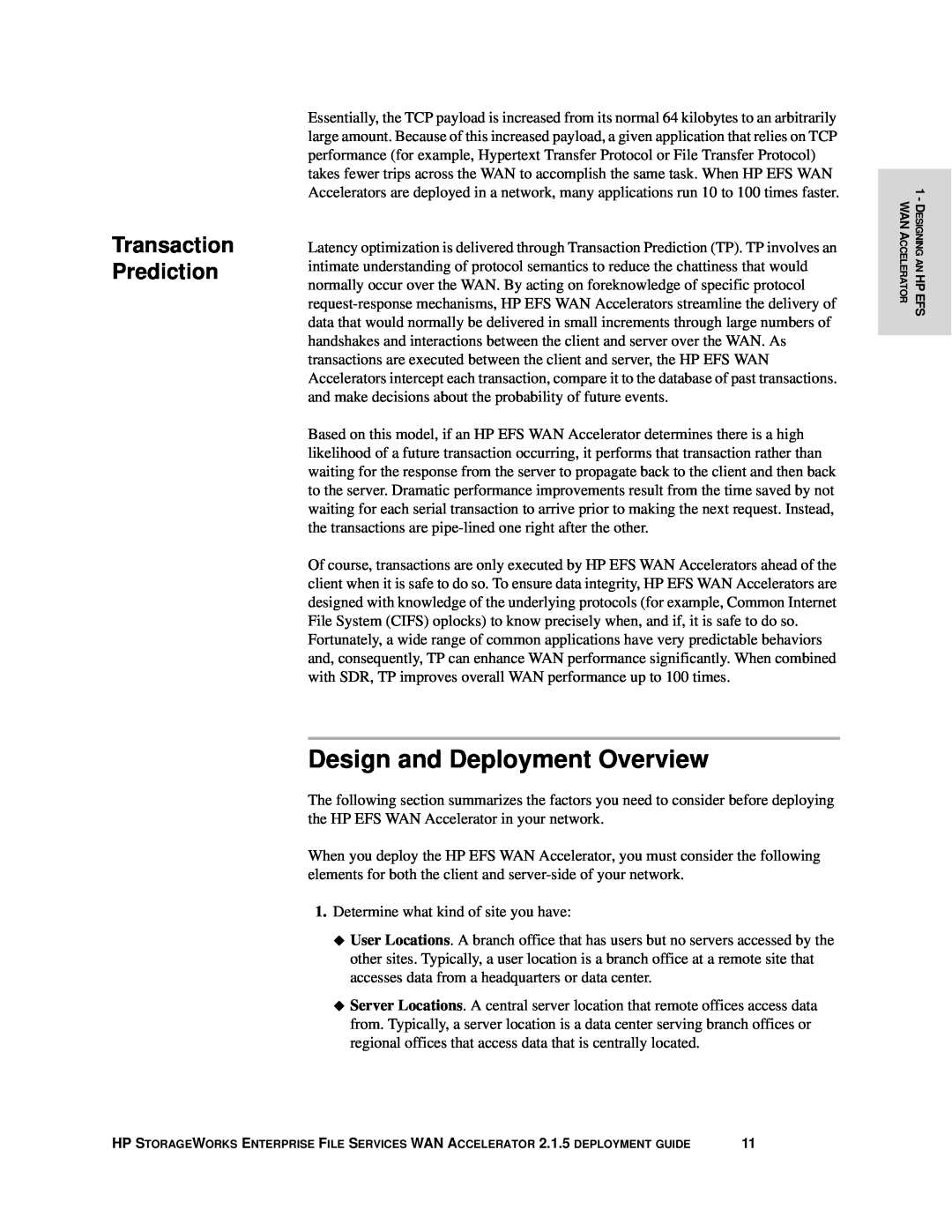 HP Enterprise File Services WAN Accelerator manual Design and Deployment Overview, Transaction Prediction 