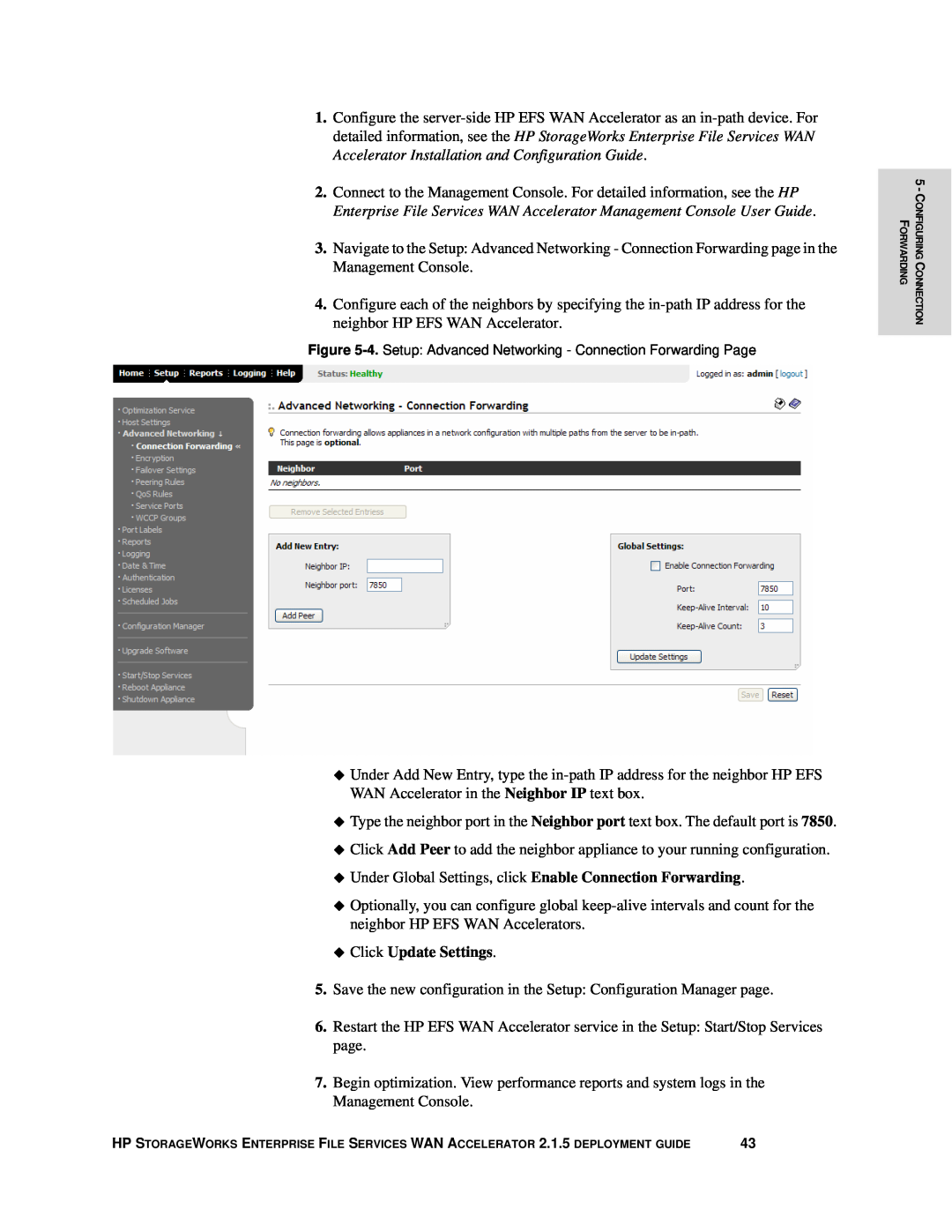 HP Enterprise File Services WAN Accelerator manual ‹ Click Update Settings 