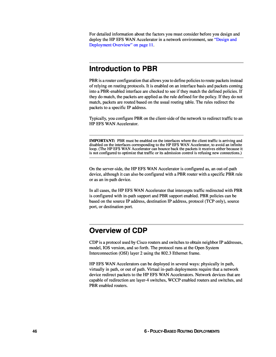 HP Enterprise File Services WAN Accelerator manual Introduction to PBR, Overview of CDP 