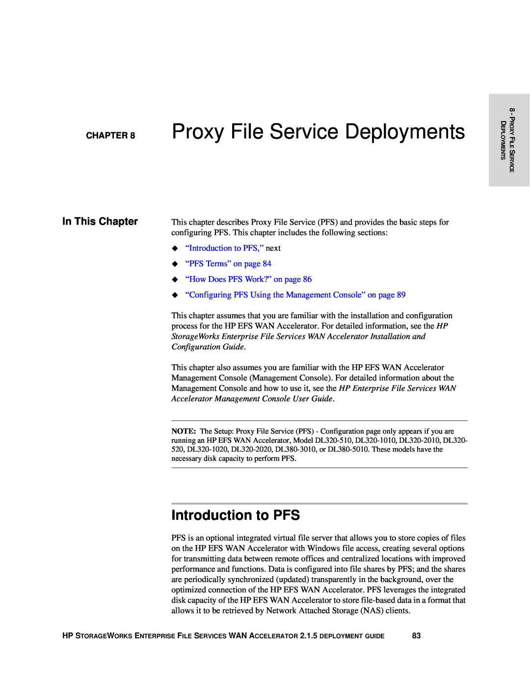 HP Enterprise File Services WAN Accelerator Proxy File Service Deployments, Introduction to PFS, ‹ “PFS Terms” on page 